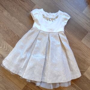 Gymboree 4t Ivory and Gold Short Sleeve Dress